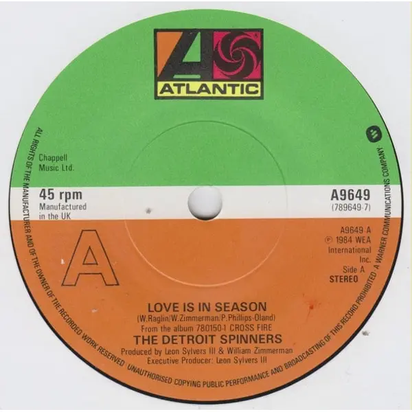 Detroit Spinners - Love Is In Season 7 Inch Vinyl Single (7 Inch Record) - NM/Generic - Classical33.co.uk