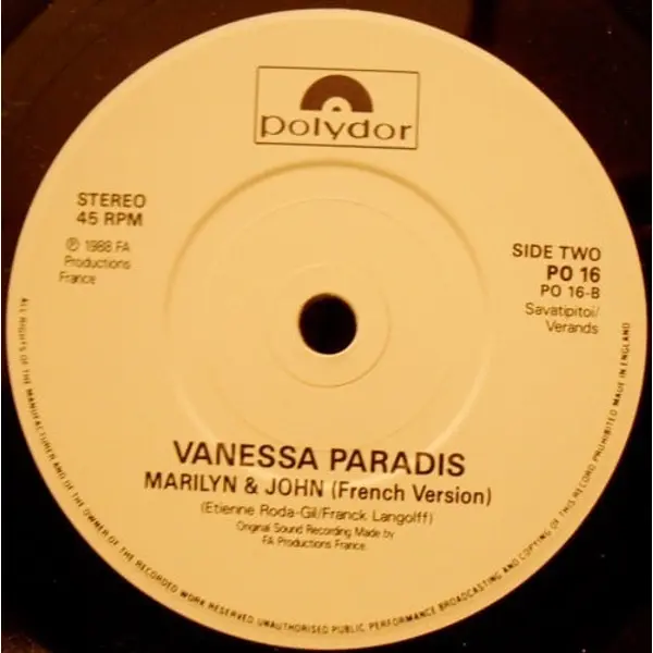 Vanessa Paradis - Marilyn and John 7 Inch Vinyl Single (7 Inch Record) - NM/NM - Classical33.co.uk