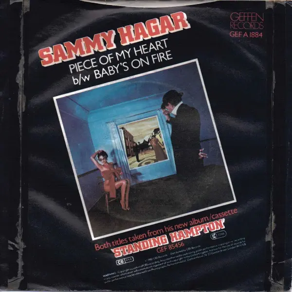 Sammy Hagar - Piece Of My Heart 7 Inch Vinyl Single (7 Inch Record) - NM/VG+ - Classical33.co.uk