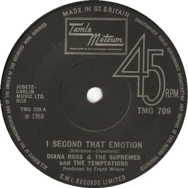Diana Ross and The Supremes And The Temptations - I Second That Emotion 7 Inch Vinyl Single (7 Inch Record) - VG+/Generic - Classical33.co.uk