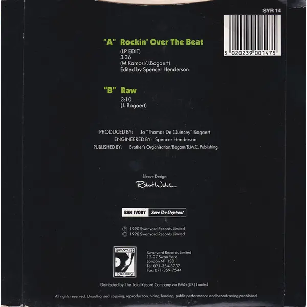 Technotronic Featuring Ya Kid K - Rockin' Over The Beat 7 Inch Vinyl Single (7 Inch Record) - NM/VG+ - Classical33.co.uk