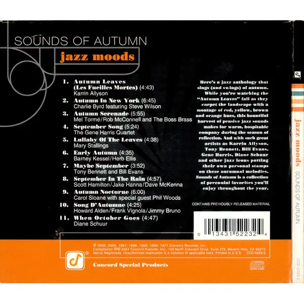 Jazz Moods: Sounds Of Autumn (CD, Compilation) - NM/VG+ - Classical33.co.uk