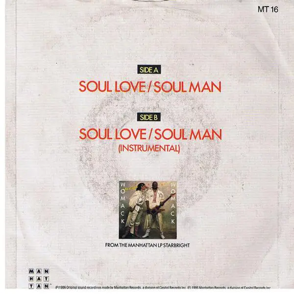 Womack And Womack - Soul Love / Soul Man 7 Inch Vinyl Single (7 Inch Record) - NM/VG+ - Classical33.co.uk