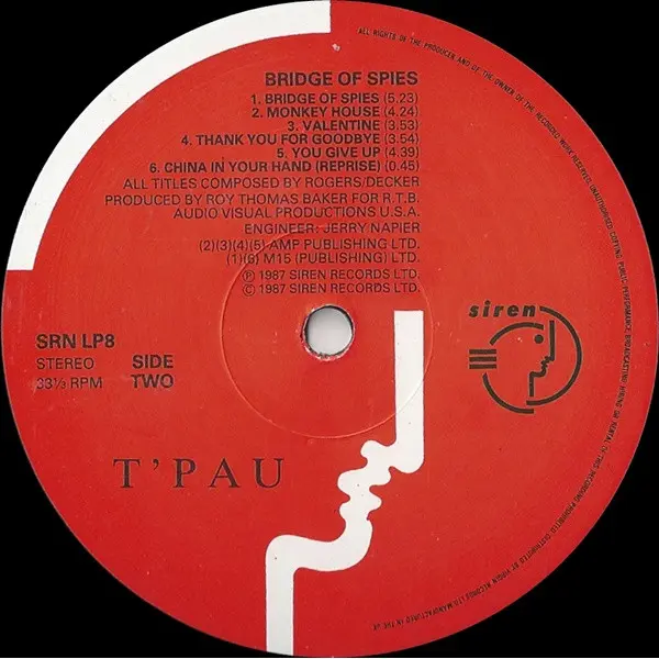 T'Pau - Bridge Of Spies Vinyl LP (LP Record, Album) - NM/VG+ - Classical33.co.uk