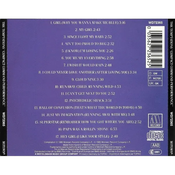 The Temptations - 17 Greatest Hits (CD, Compilation) - VG+/NM - Classical33.co.uk