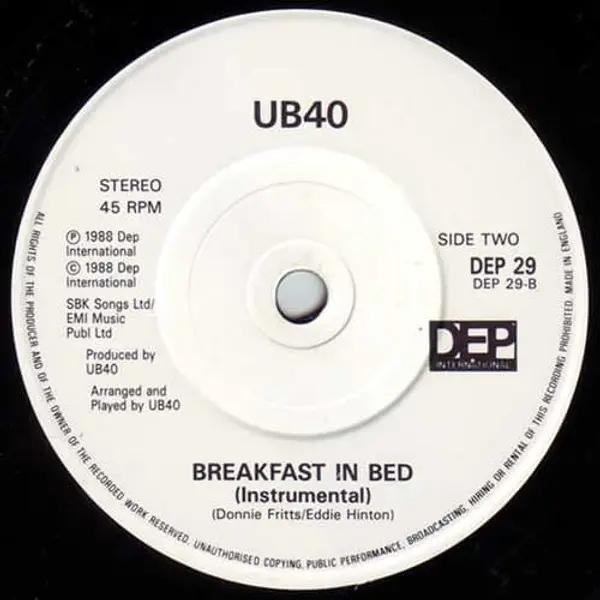 UB40 With Chrissie Hynde - Breakfast In Bed 7 Inch Vinyl Single (7 Inch Record) - VG+/VG - Classical33.co.uk