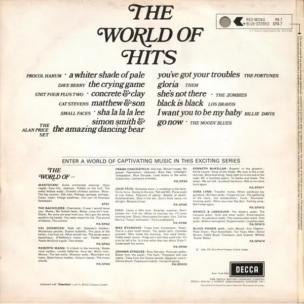 The World Of Hits Vinyl LP (LP Record, Compilation) - VG+/VG+ - Classical33.co.uk