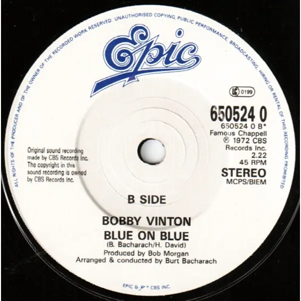 Bobby Vinton - Blue Velvet 7 Inch Vinyl Single (7 Inch Record) - NM/VG - Classical33.co.uk