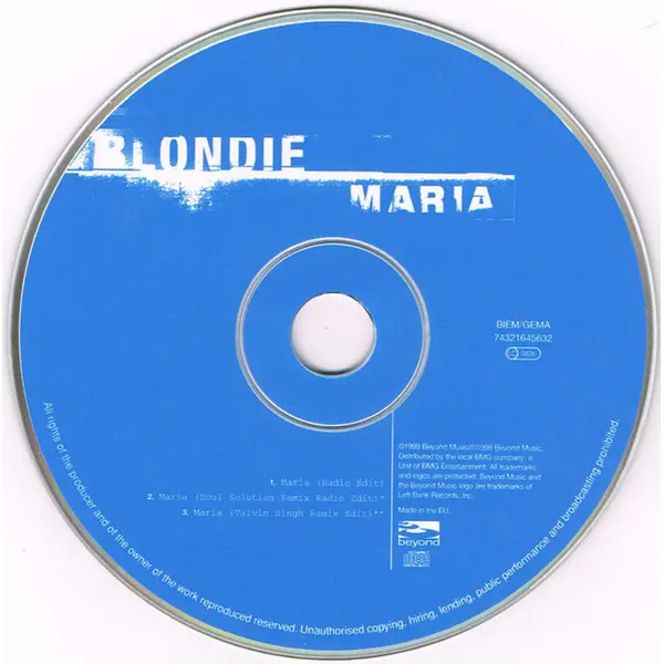 Blondie - Maria (CD, Single) - VG+/VG+ - Classical33.co.uk