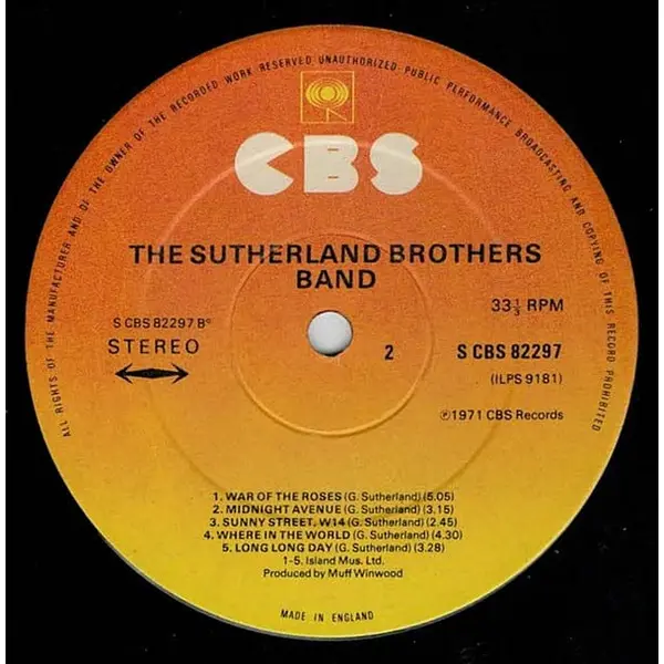 Sutherland Brothers - The Sutherland Brothers Band Viny LP (LP Record, Album) - NM/VG+ - Classical33.co.uk