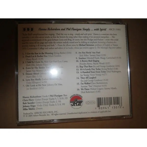 Hanna Richardson And Phil Flanigan - Simply... With Spirit (CD, Album) - VG+/VG+ - Classical33.co.uk