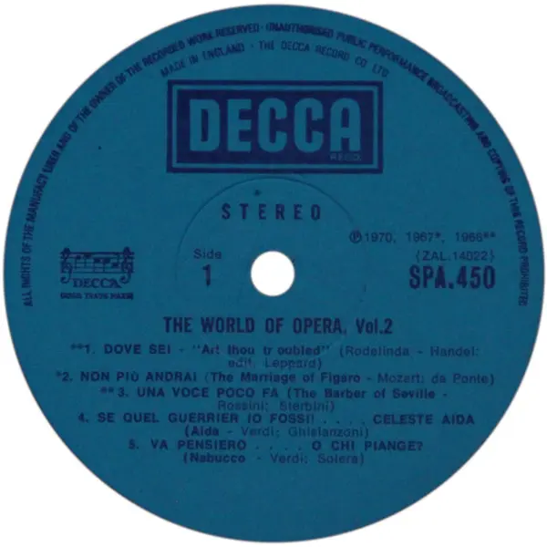 The World Of Opera Volume 2 Vinyl LP (LP Record, Compation) - NM/NM - Classical33.co.uk