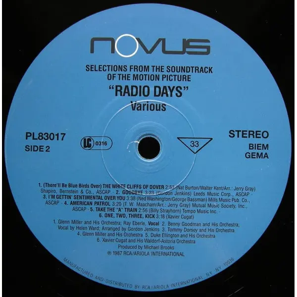 Radio Days – Selections From The Original Soundtrack Of The Motion Picture Vinyl LP (LP Record, Album, Compilation) - NM/VG+ - Classical33.co.uk