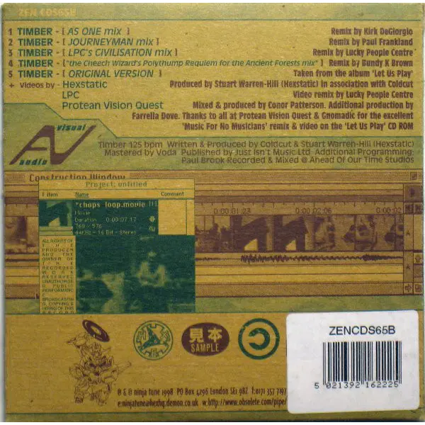 Coldcut and Hexstatic - Timber (CD, Single, Gatefold) - NM/NM - Classical33.co.uk