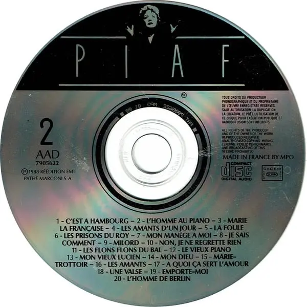 Édith Piaf - 25e Anniversaire - Volume 2 (CD, Compilation, Mono) - NM/VG+ - Classical33.co.uk