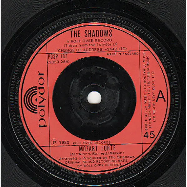 The Shadows - Mozart Forte 7 Inch Vinyl Single (7 Inch Record) - VG+/VG+ - Classical33.co.uk