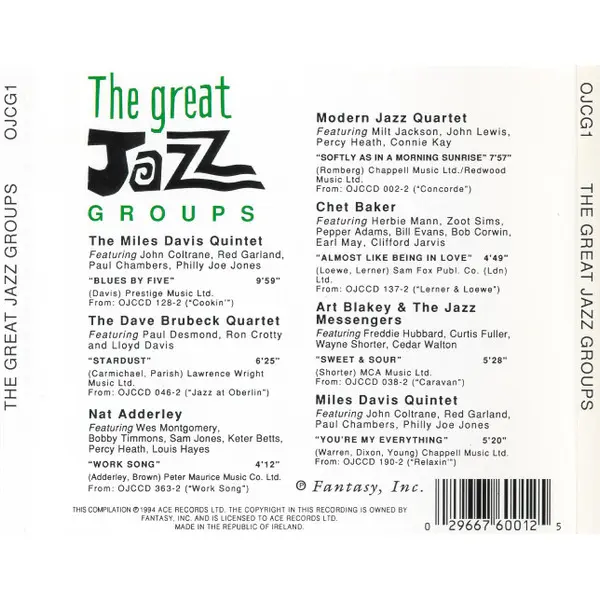 The Great Jazz Groups (CD, Compilation) - NM/NM - Classical33.co.uk