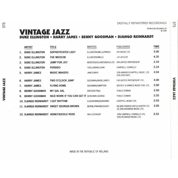 The Sunday Times Music Collection - Vintage Jazz (CD, Compilation) - NM/NM - Classical33.co.uk