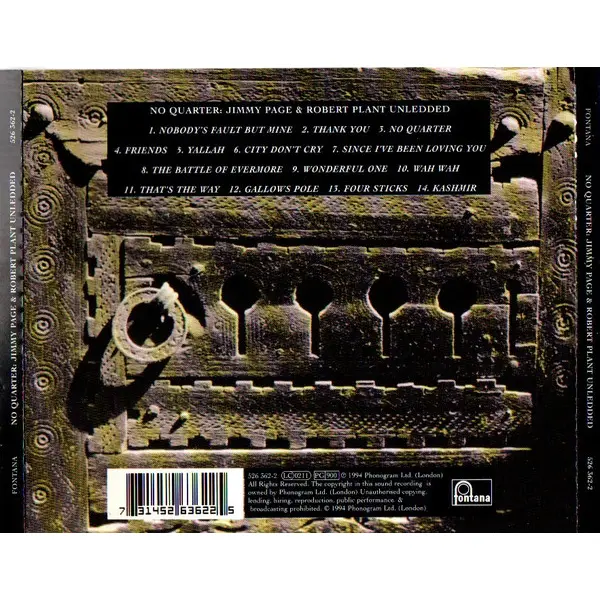 Jimmy Page and Robert Plant - No Quarter: Jimmy Page and Robert Plant Unledded (CD, Album) - NM/NM - Classical33.co.uk