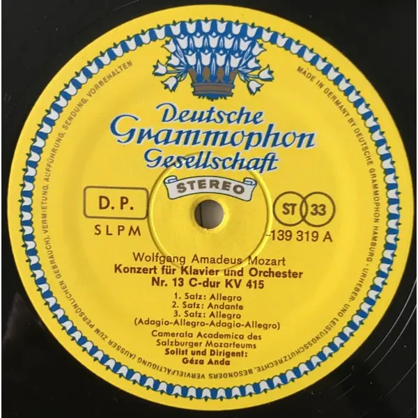 Mozart, Camerata Academica Des Salzburger Mozarteums, Géza Anda - Klavierkonzerte (C-Dur / KV 415 • F-Dur / KV 459) Vinyl LP (LP Record) - NM/NM - Classical33.co.uk