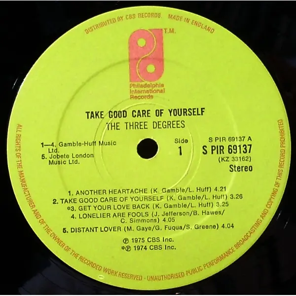 The Three Degrees - Take Good Care Of Yourself Vinyl LP (LP Record, Album) - VG+/VG+ - Classical33.co.uk