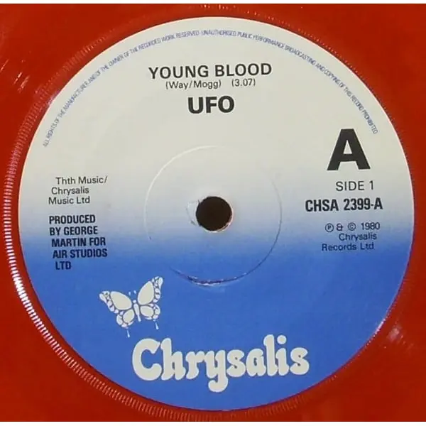 UFO - Young Blood 7 Inch Vinyl Single (7 Inch Record, Red Vinyl) - NM/VG+ - Classical33.co.uk