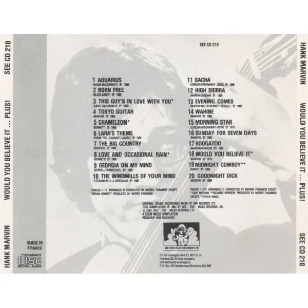 Hank Marvin - Would You Believe It...Plus (CD, Compilation) - NM/NM - Classical33.co.uk