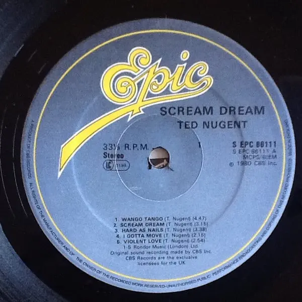 Ted Nugent - Scream Dream Vinyl LP (LP Record, Album) - NM/VG+ - Classical33.co.uk