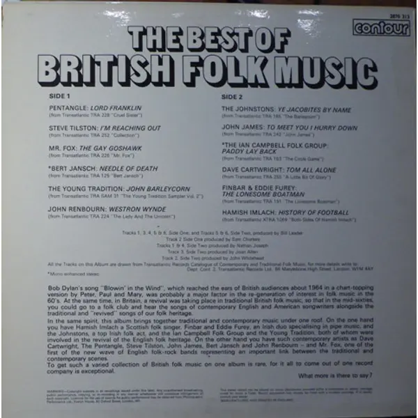 The Best Of British Folk Music Vinyl LP Album (LP Record) Compilation - VG+/VG+ - Classical33.co.uk
