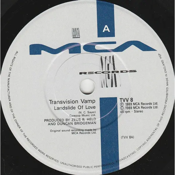 Transvision Vamp - Landslide Of Love 7 Inch Vinyl Single (7 Inch Record) - NM/NM - Classical33.co.uk