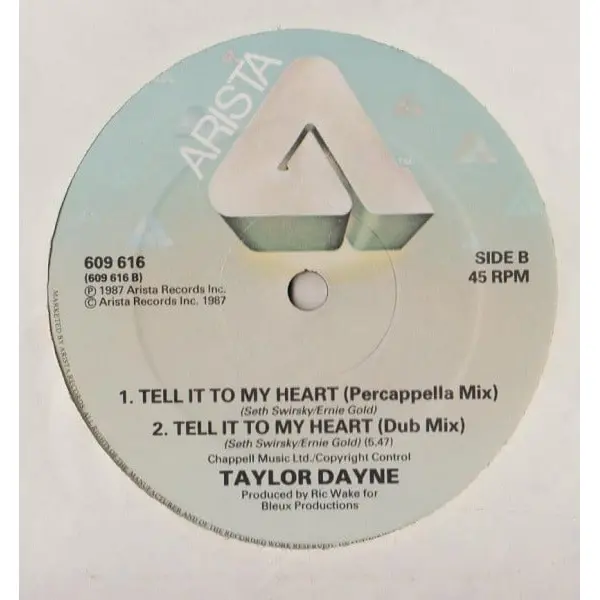 Taylor Dayne - Tell It To My Heart 12 Inch Vinyl Single (12 Inch Record) - VG+/VG - Classical33.co.uk
