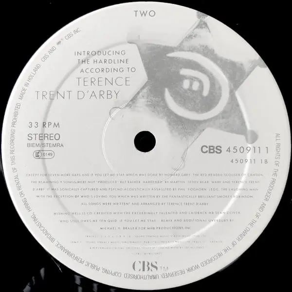 Terence Trent D'Arby - Introducing The Hardline According To Terence Trent D'Arby Vinyl LP (LP Record, Album) - NM/NM - Classical33.co.uk
