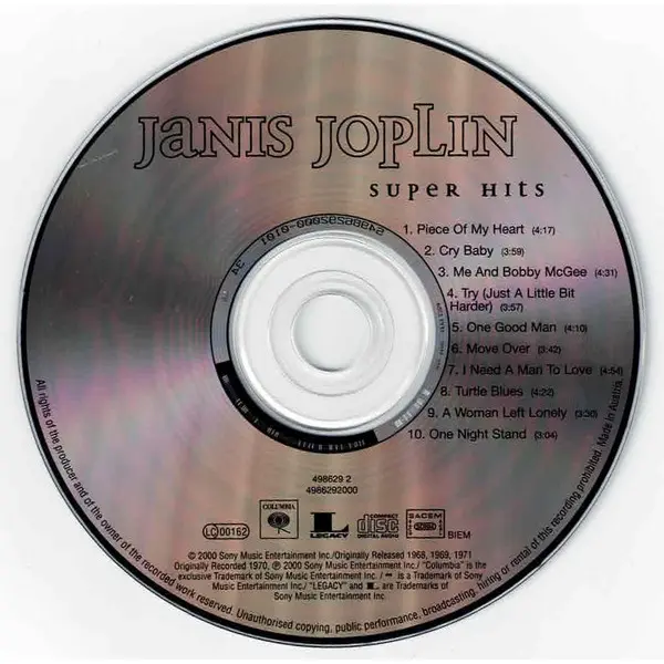 Janis Joplin - Super Hits (CD, Compilation) - VG+/NM - Classical33.co.uk