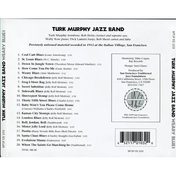 Turk Murphy Jazz Band - Weary Blues (CD, Album) - NM/NM - Classical33.co.uk