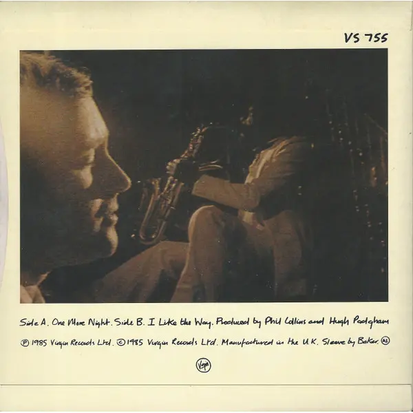 Phil Collins - One More Night 7 Inch Vinyl Single (7 Inch Record) - NM/VG+ - Classical33.co.uk