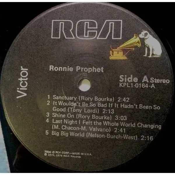 Ronnie Prophet - Ronnie Prophet Vinyl LP (LP Record) - NM/VG+ - Classical33.co.uk