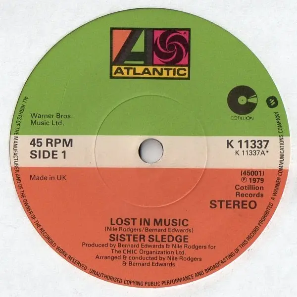 Sister Sledge - Lost In Music 7 Inch Vinyl Single (7 Inch Record) - VG+/VG+ - Classical33.co.uk