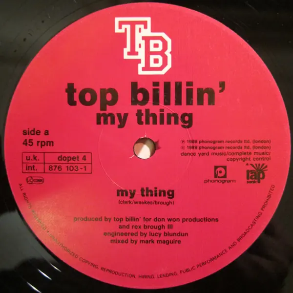 Top Billin' - My Thing 12 Inch Vinyl Single (12 Inch Record) - VG+/VG+ - Classical33.co.uk