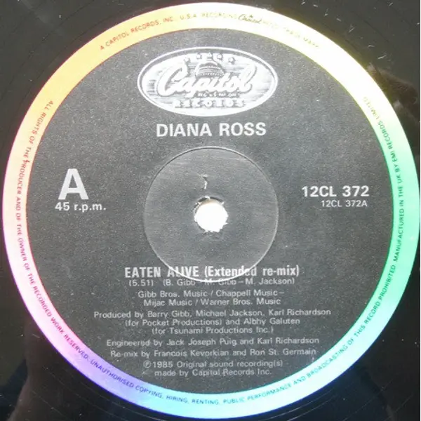 Diana Ross - Eaten Alive 12 Inch Vinyl Single (12 Inch Record) - NM/VG+ - Classical33.co.uk