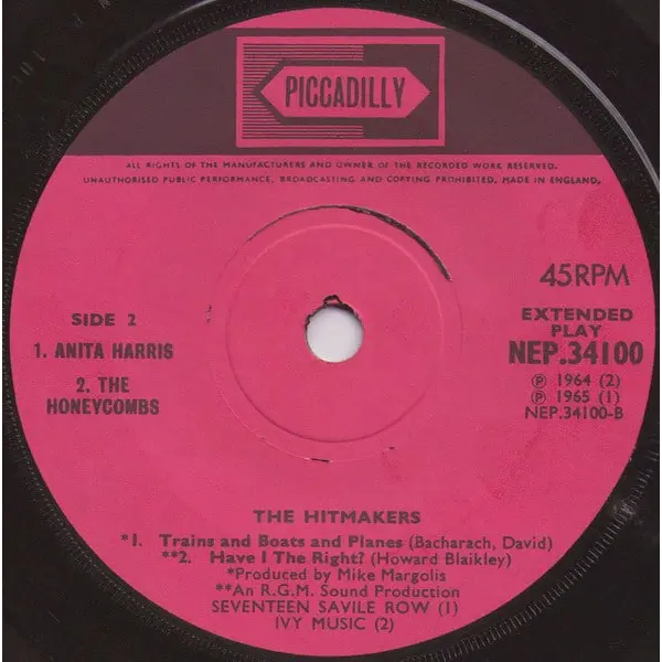 The Hitmakers 7 Inch Vinyl Single (7 Inch Record, EP) - VG+/VG+ - Classical33.co.uk