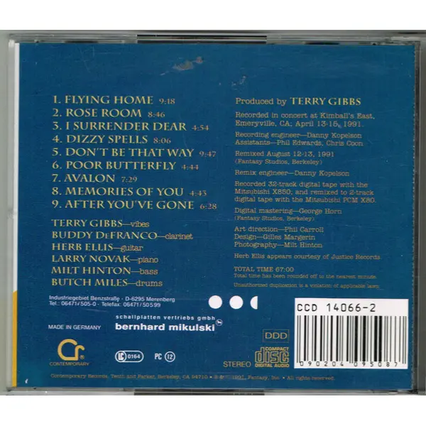 Terry Gibbs / Buddy DeFranco / Herb Ellis Sextet - A Tribute To Benny Goodman: Memories Of You (CD, Album) - VG+/VG+ - Classical33.co.uk