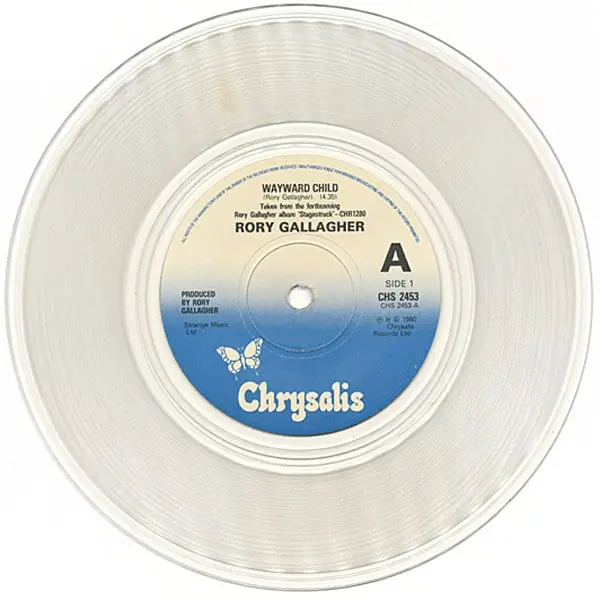 Rory Gallagher - Wayward Child (Live) 7 Inch Vinyl Single (7 Inch Record, Clear Vinyl) - VG+/VG+ - Classical33.co.uk
