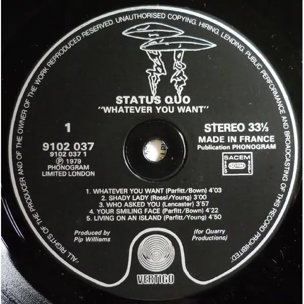 Status Quo - Whatever You Want Vinyl LP (LP Record, Album) - NM/VG+ - Classical33.co.uk
