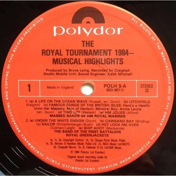 The Royal Tournament 1984 Musical Highlights Vinyl LP (LP Record, Album) - M/VG+ - Classical33.co.uk