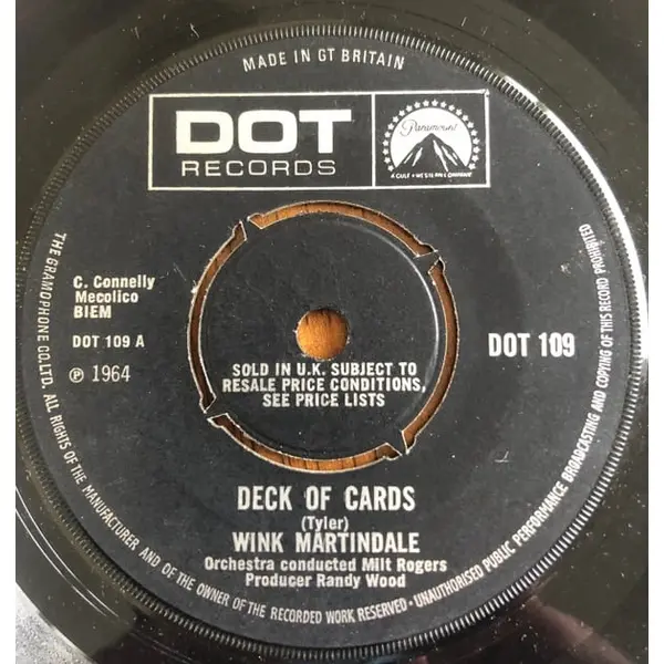 Wink Martindale - Deck Of Cards 7 Inch Vinyl Single (7 Inch Record) - VG+/Generic - Classical33.co.uk