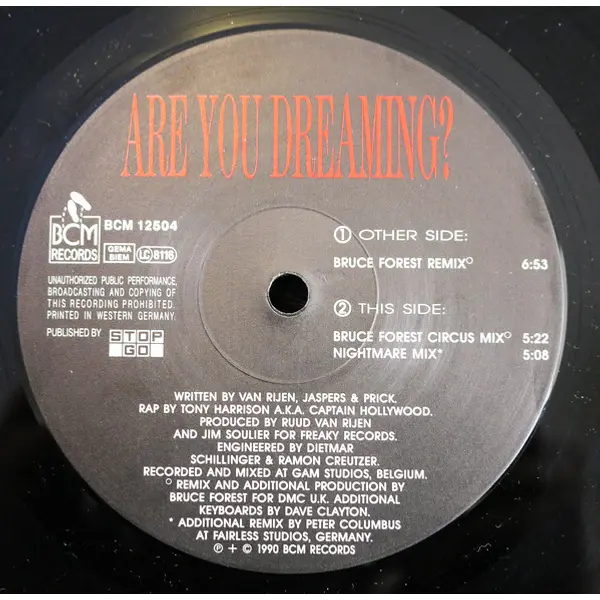 Twenty 4 Seven Featuring Captain Hollywood - Are You Dreaming? 12" Vinyl Single (12 inch Record) - NM/VG+ - Classical33.co.uk