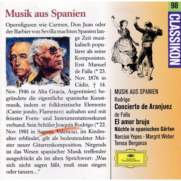 Rodrigo, De Falla - Narciso Yepes, Margrit Weber, Teresa Berganza - Musik Aus Spanien: Concierto De Aranjuez / El Amor Brujo / Nächte In Spanischen Gärten (CD, Compilation) - NM/VG+ - Classical33.co.uk