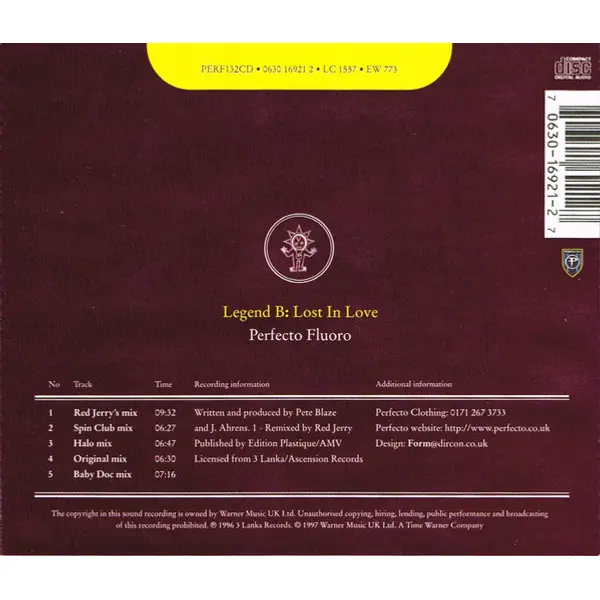 Legend B - Lost In Love (CD, Single) - NM/NM - Classical33.co.uk