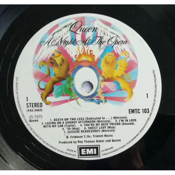 Queen - A Night At The Opera Vinyl LP (LP Record, Album, Embossed Cover) - VG+/VG+ - Classical33.co.uk