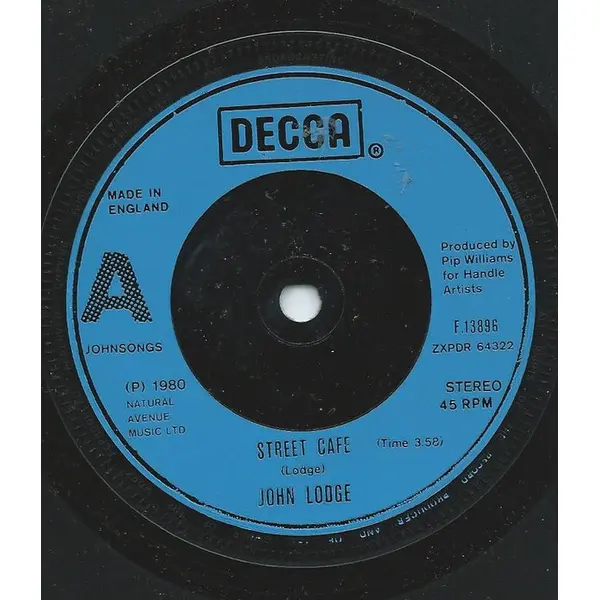 John Lodge - Street Cafe 7 Inch Vinyl Single (7 Inch Record) - NM/VG+ - Classical33.co.uk